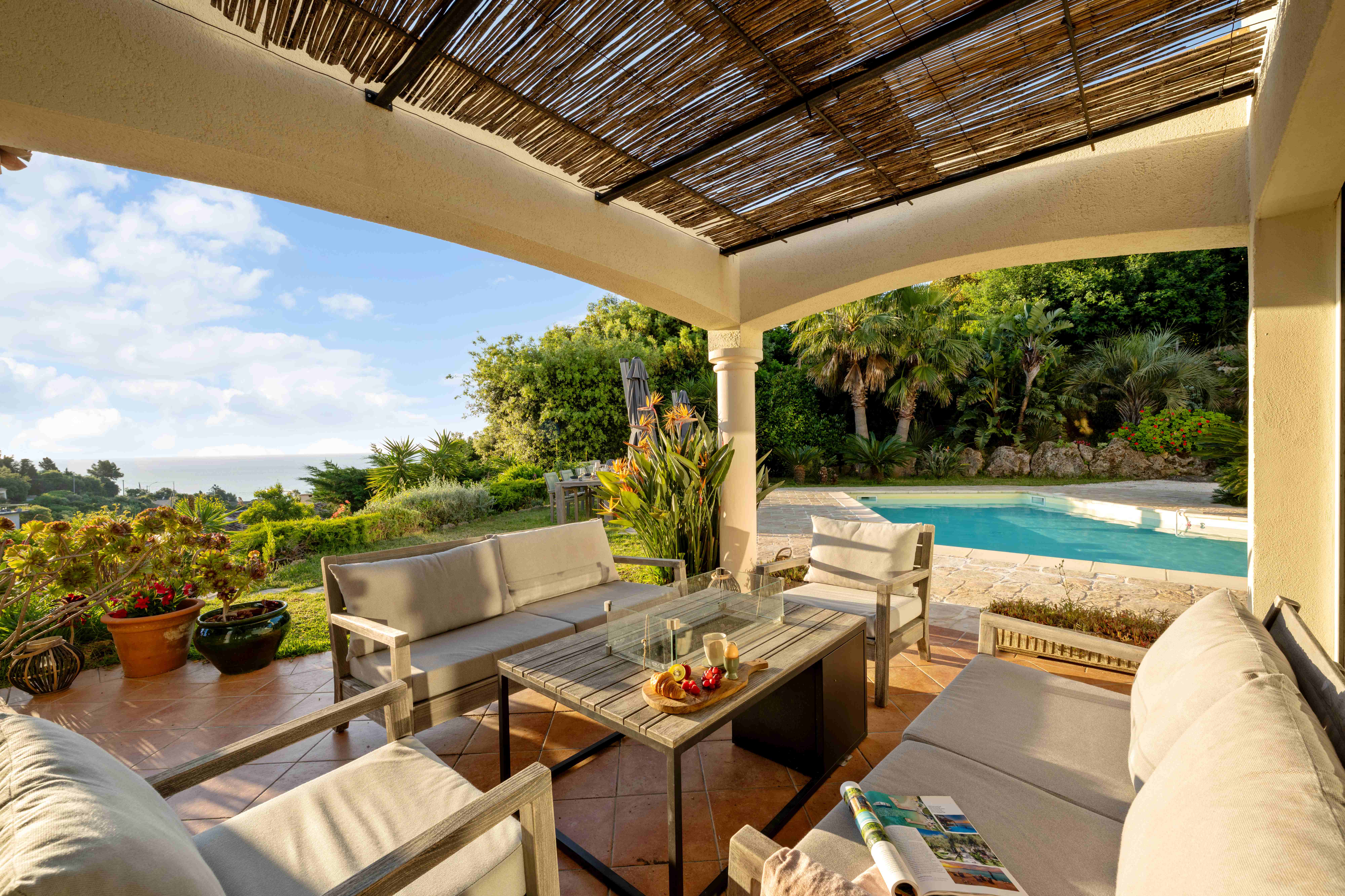 Sunny terrace with sea view