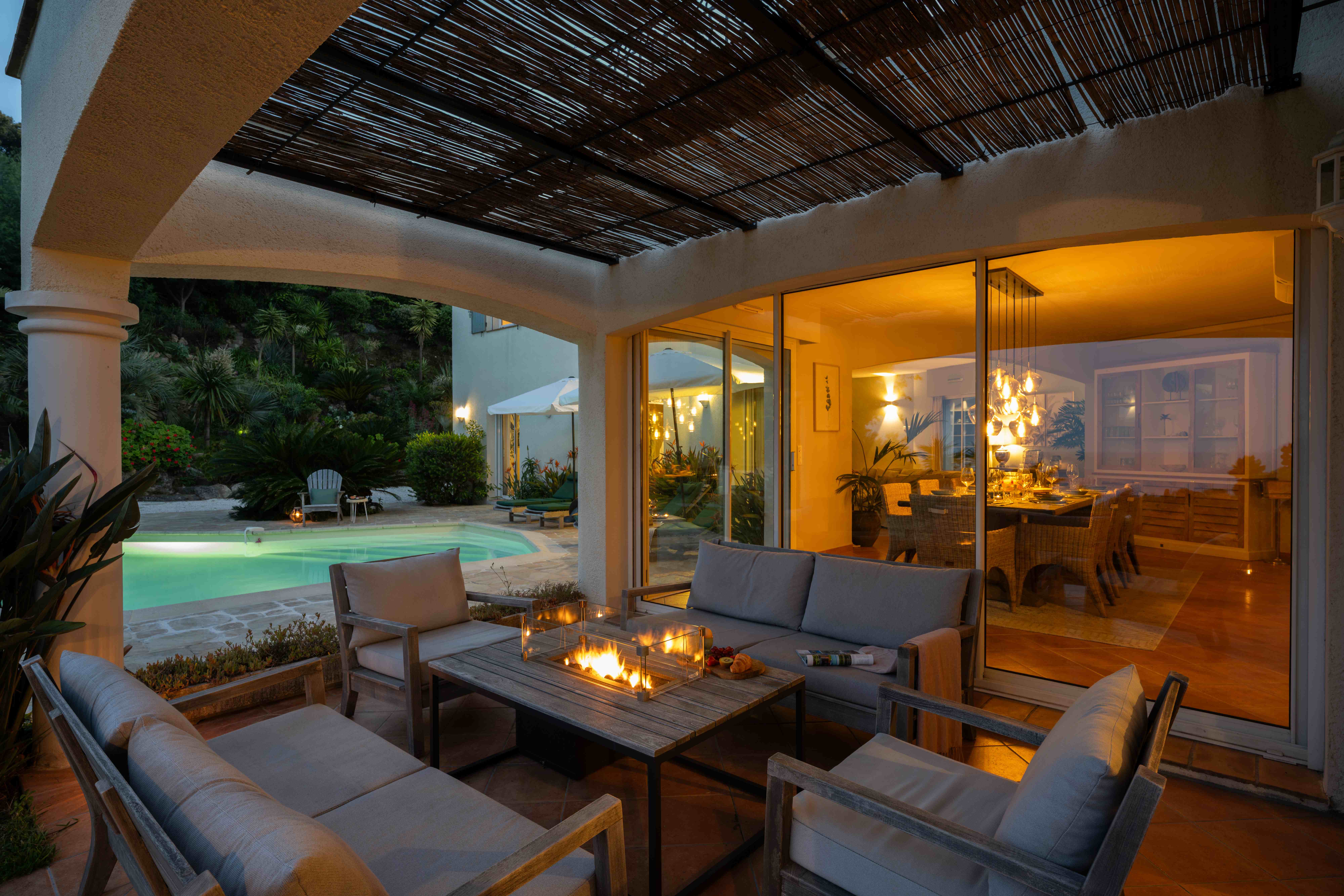 Cozy lounge terrace in the evening